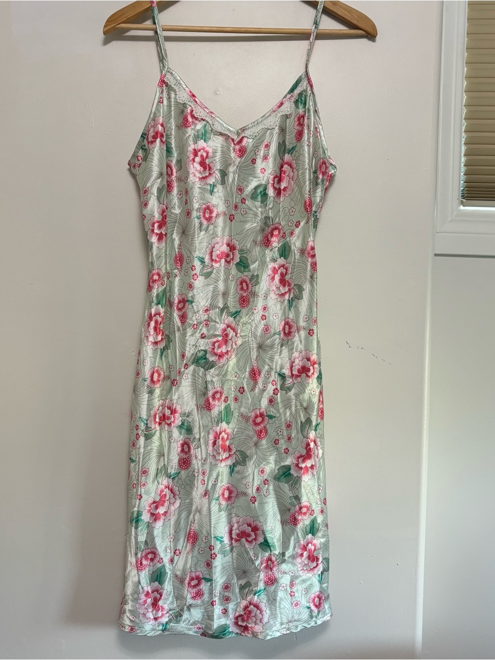 Vintage Laura Lingerie Floral Satin Slip Dress Size Medium